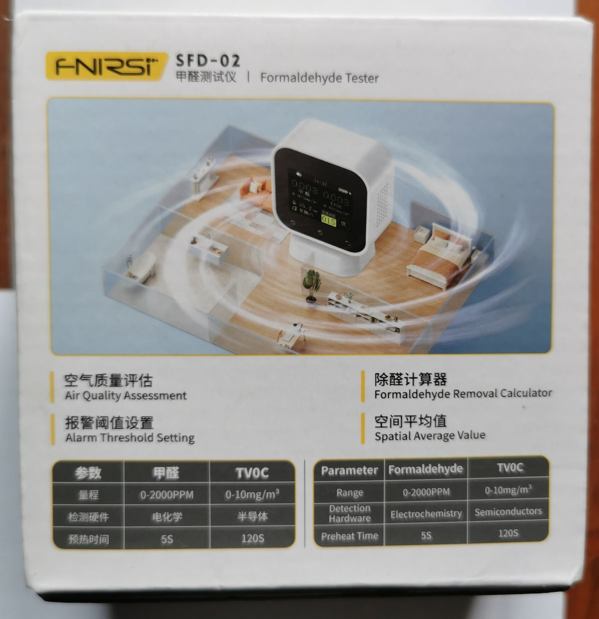 Monitor Jakości Powietrza SFD-02 , Detektor formaldehydu 4 w 1 z Ekranem Dotykowym – Detektor HCHO, TVOC, Temperatury i Wilgotności