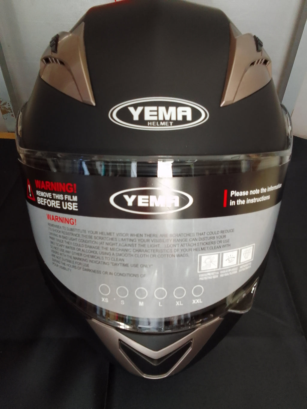 Kask Motocyklowy Modułowy YEMA YM-925 – Matowa Czerń, Rozmiar S (55-56 cm)
