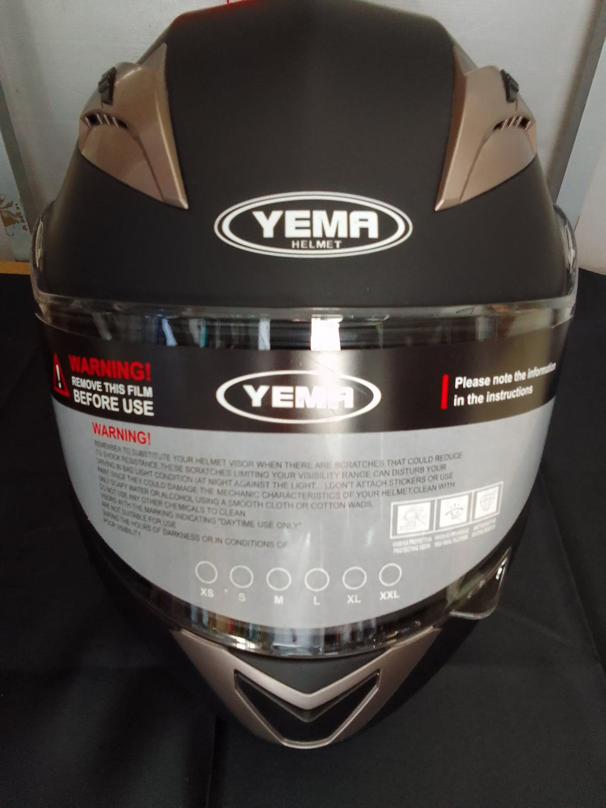 Kask Motocyklowy Modułowy YEMA YM-925 – Matowa Czerń, Rozmiar S (55-56 cm)