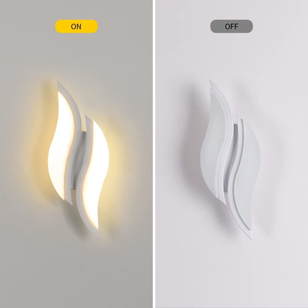 Indoor LED Wall Lights with Acrylic Shade - 12W Black Leaf-shaped Lamp, Warm Light