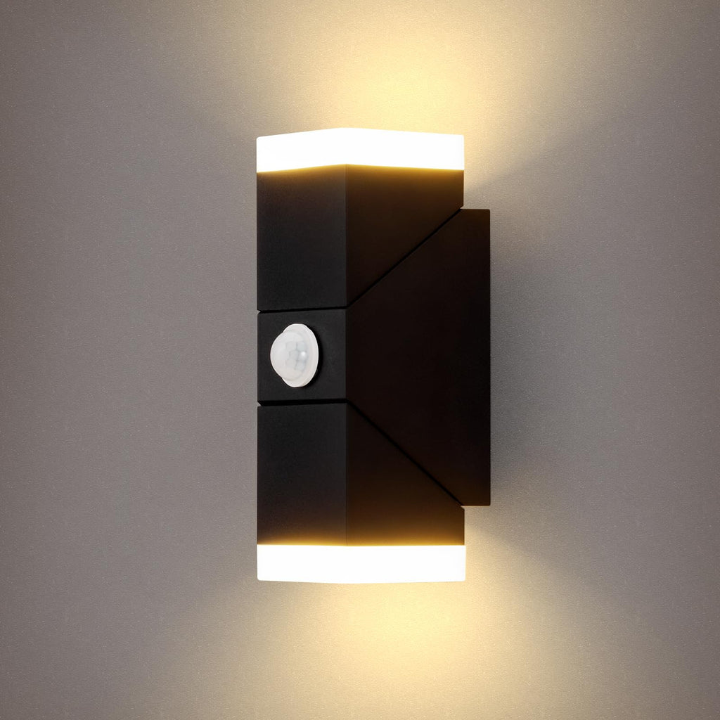 12W Wall Lamp with Motion Sensor IP65 Waterproof – Black
