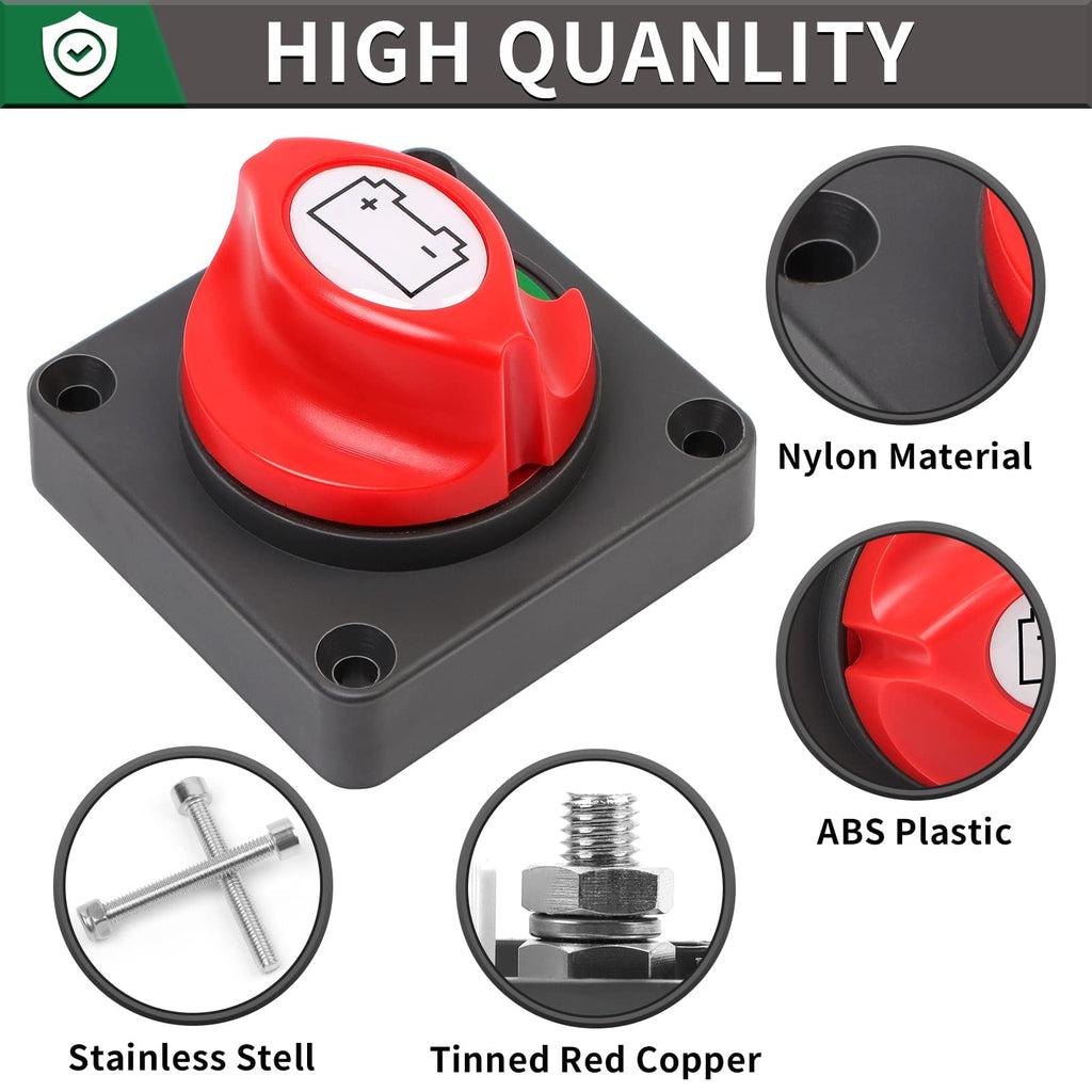 300A Battery Disconnect Switch Main Power Cut Off Switch for Boat Car Marine - Black