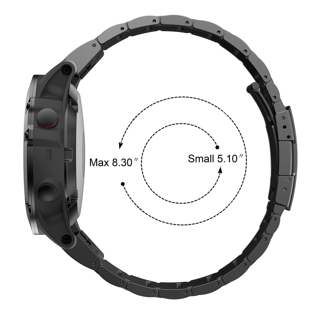 HQEUZ 26mm Titanium Bracelet for Garmin Fenix 7X/6X/5X – Quick Fit, Black