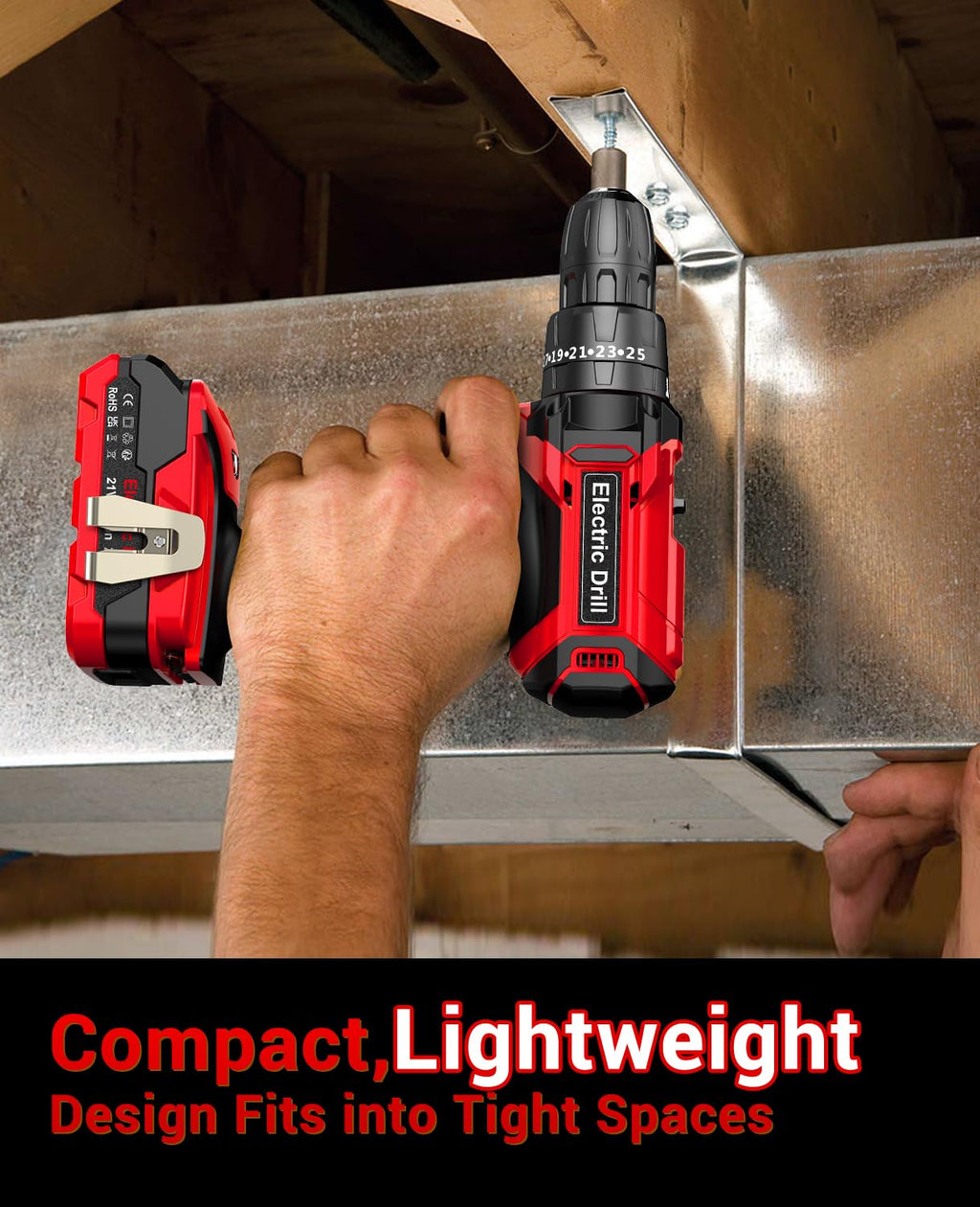 21V Cordless Drill with 2 Batteries and 14 Accessories – For Home and Garden