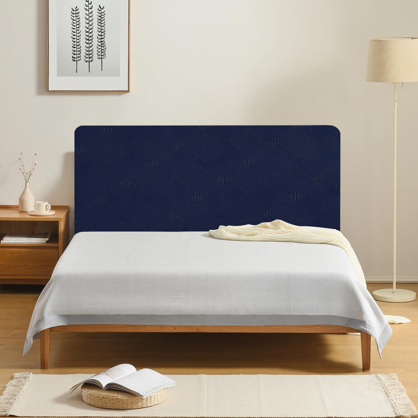 Bed Headboard Cover 120cm – Elastic, Dust Protection, Sample, Dark Blue