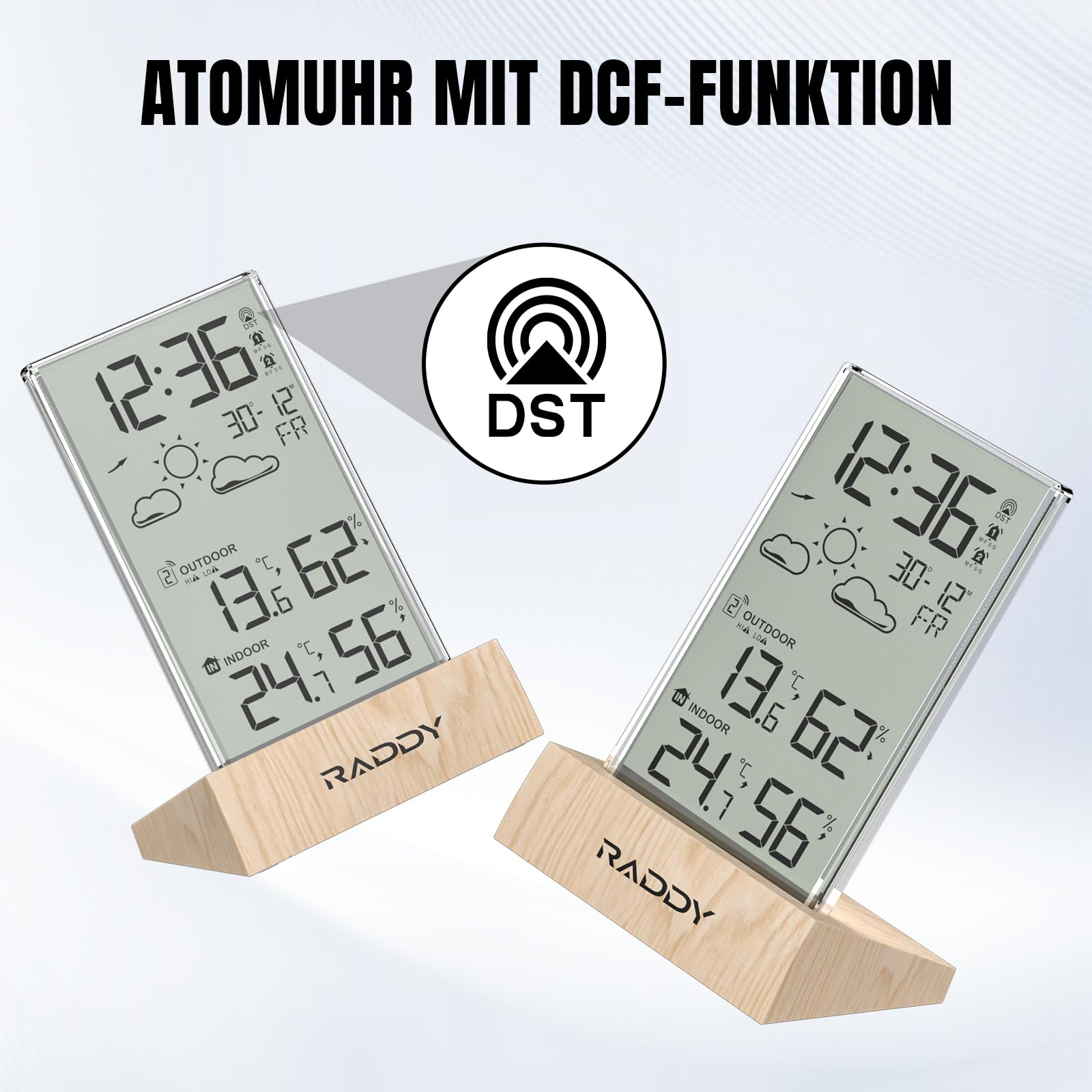 Raddy V5 Wireless Indoor/Outdoor Weather Station Thermometer and Hygrometer – Transparent