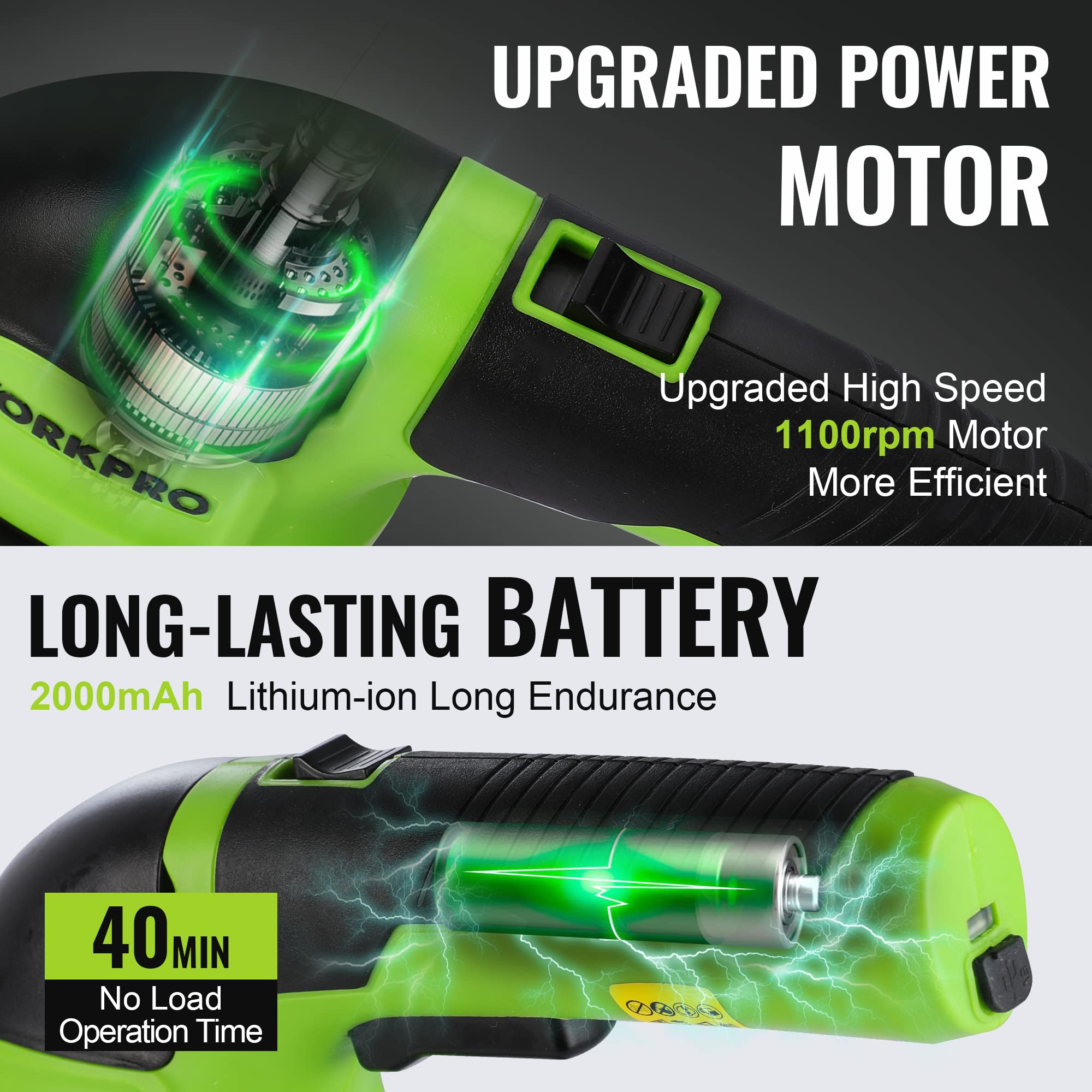 WORKPRO 3.6V Electric Garden Shears with 2 Blades and Battery – Efficient Trimming