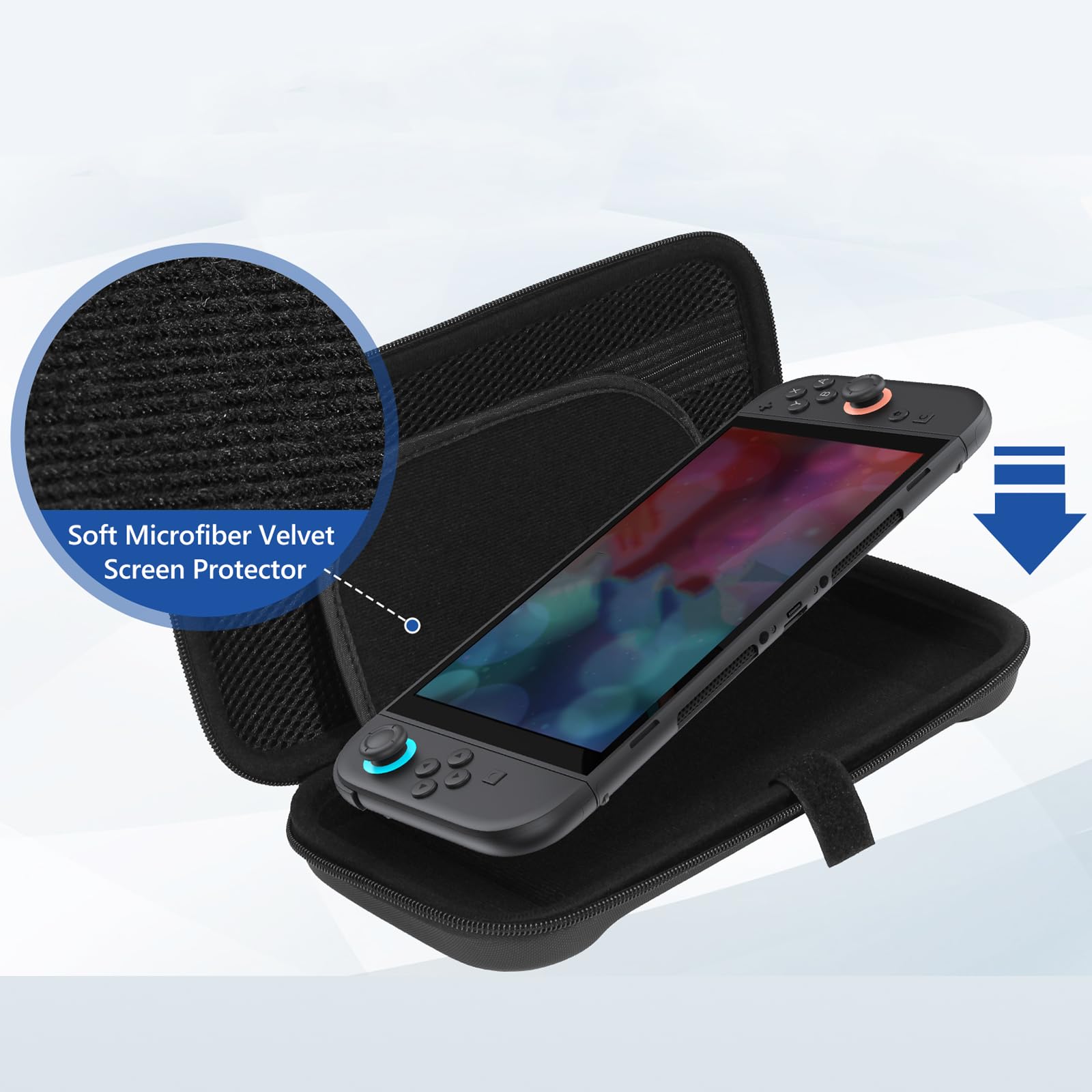 Switch 2 Console Case Travel Bag with 10 Game Slots - Black