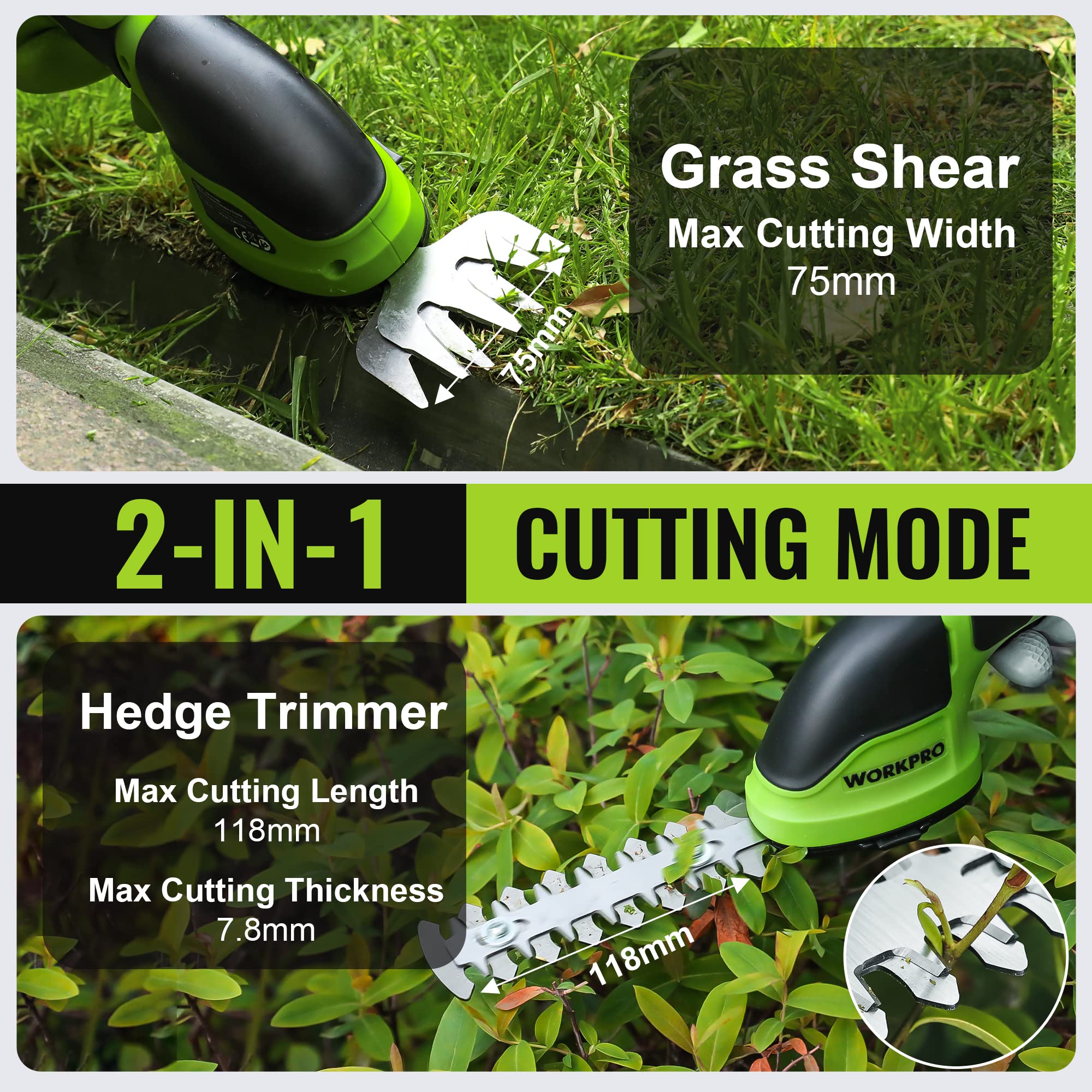 WORKPRO 3.6V Electric Garden Shears with 2 Blades and Battery – Efficient Trimming