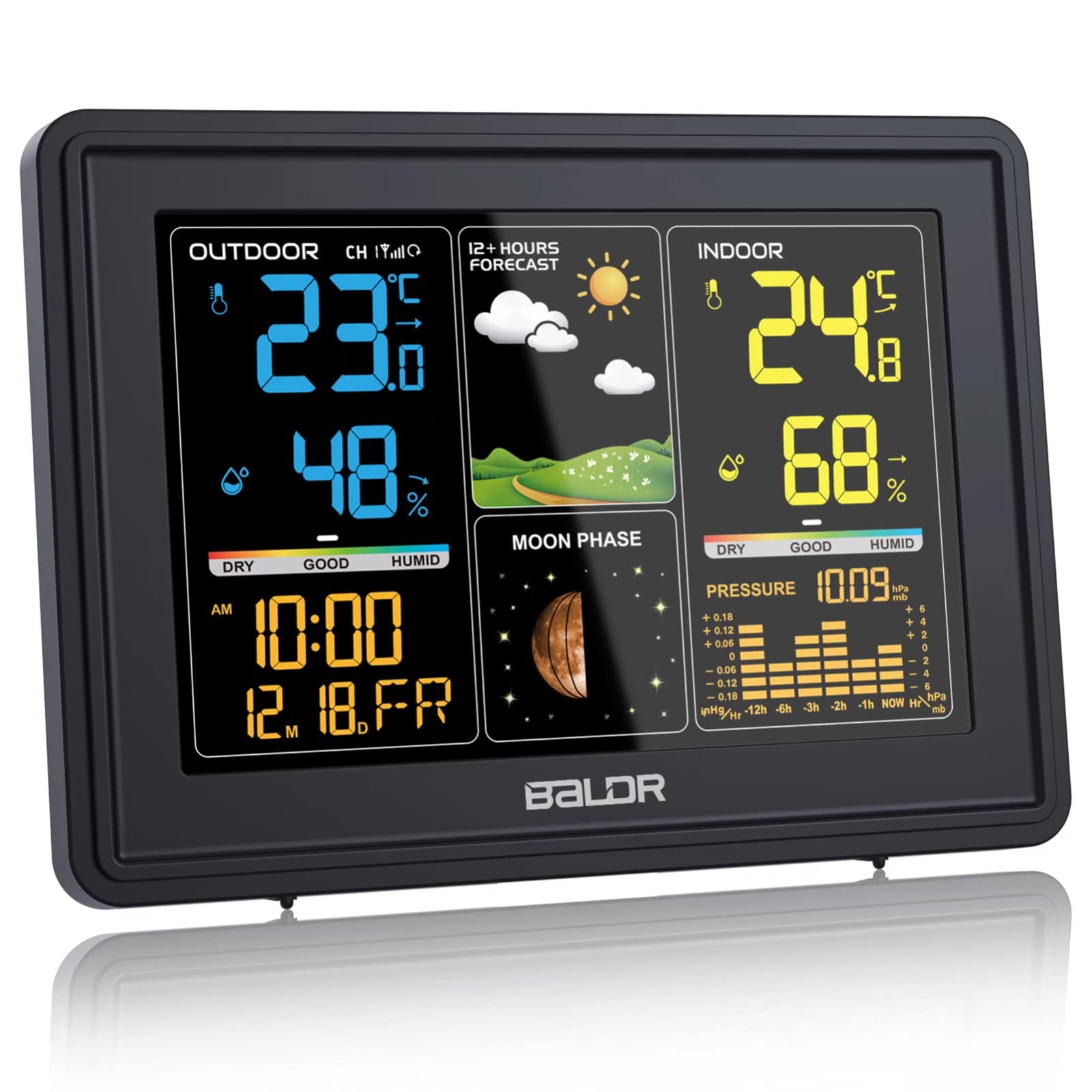Wireless Weather Station with Outdoor Sensor - Digital Display, White