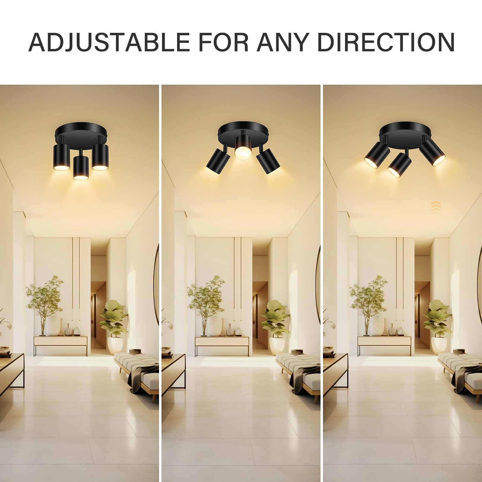 AUQUEE 3-bulb GU10 Black LED Ceiling Spotlight – Kitchen and Living Room