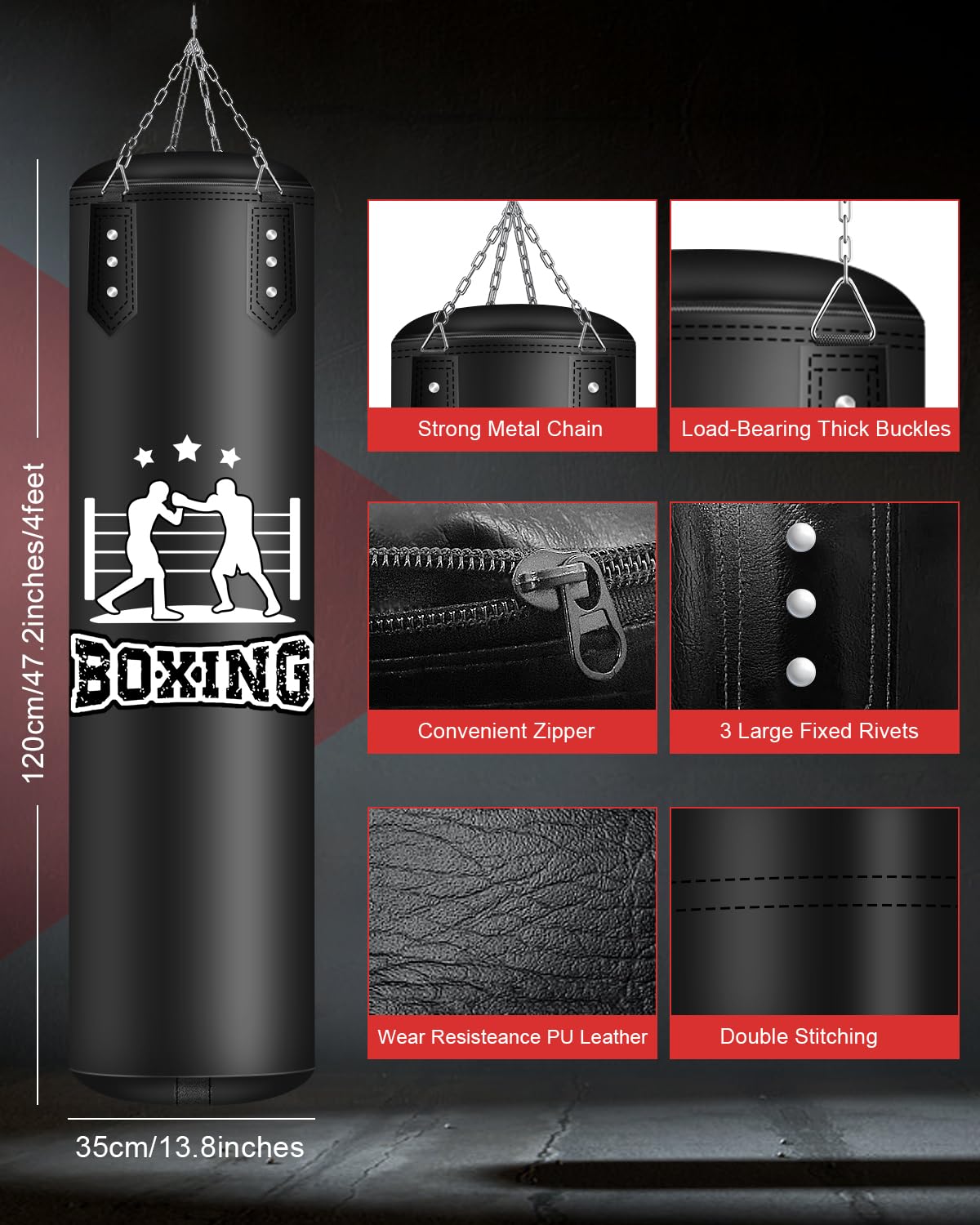 Heavy punching bag without filling 120 cm