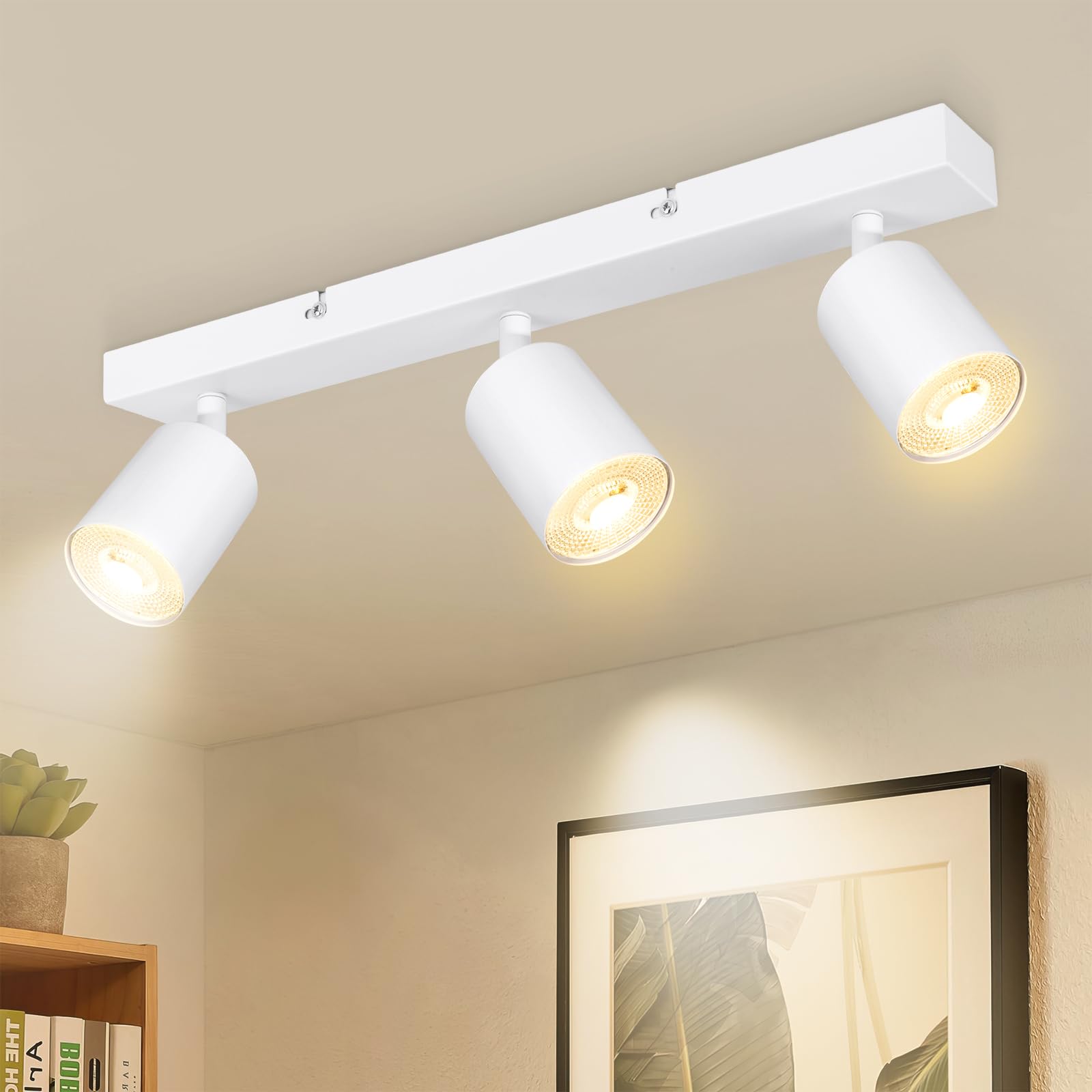 3-light swivel 350° LED ceiling lamp – White