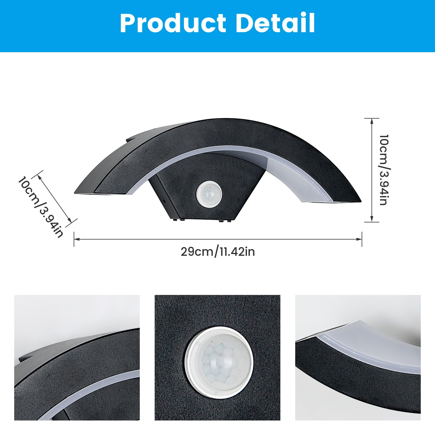 Outdoor LED Wall Light with Motion Sensor – Black