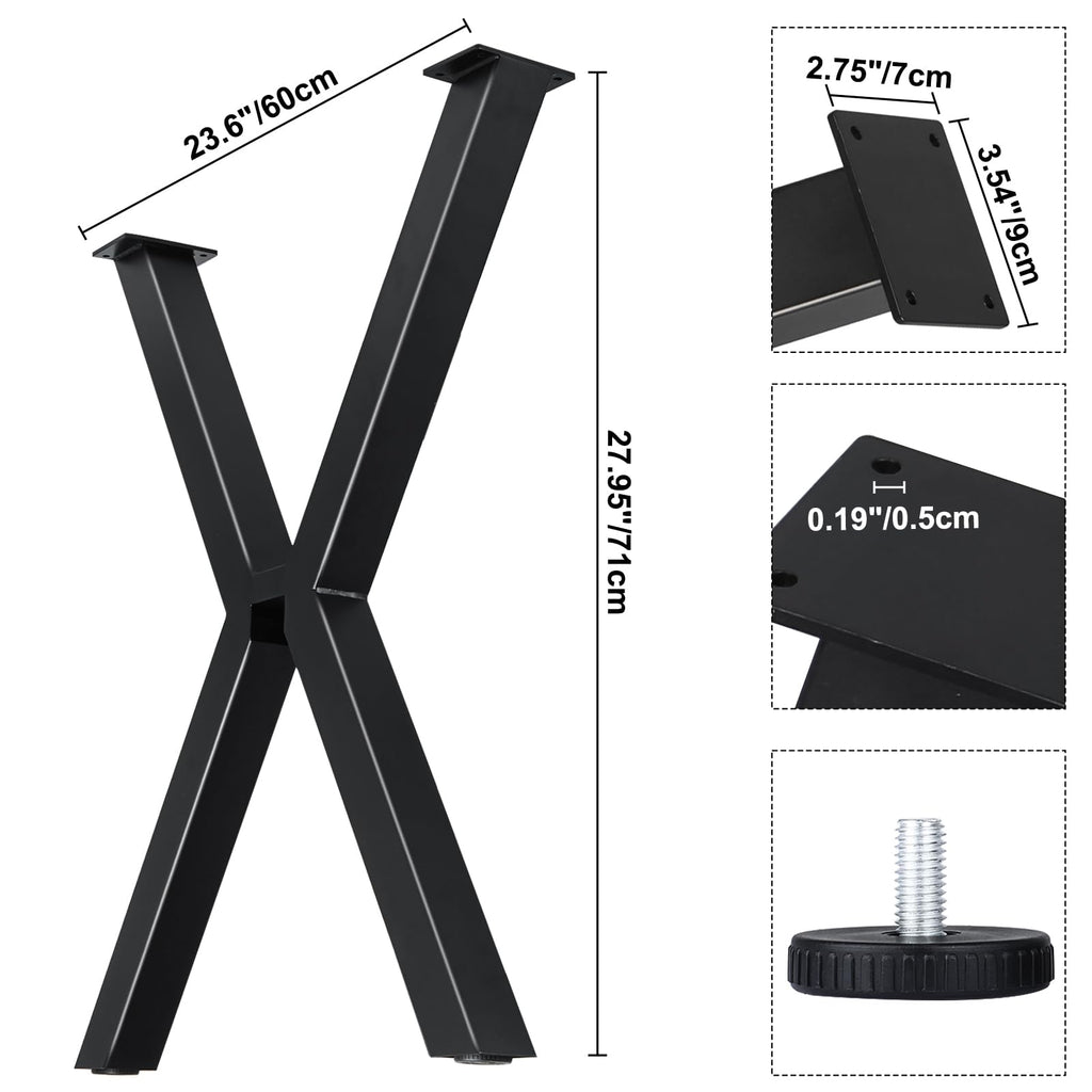 Homtone Metal Table Legs 71cm – 2 Pieces, Cross Shape