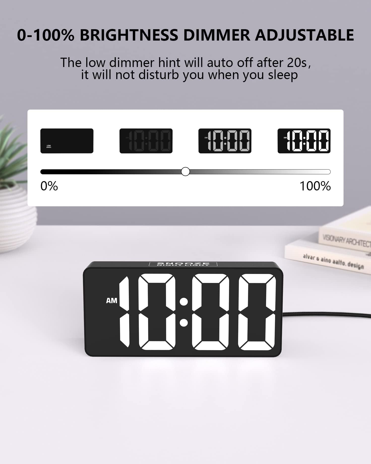 Vibrating Alarm Clock with Dual Alarm and Large Display – For Heavy Sleepers