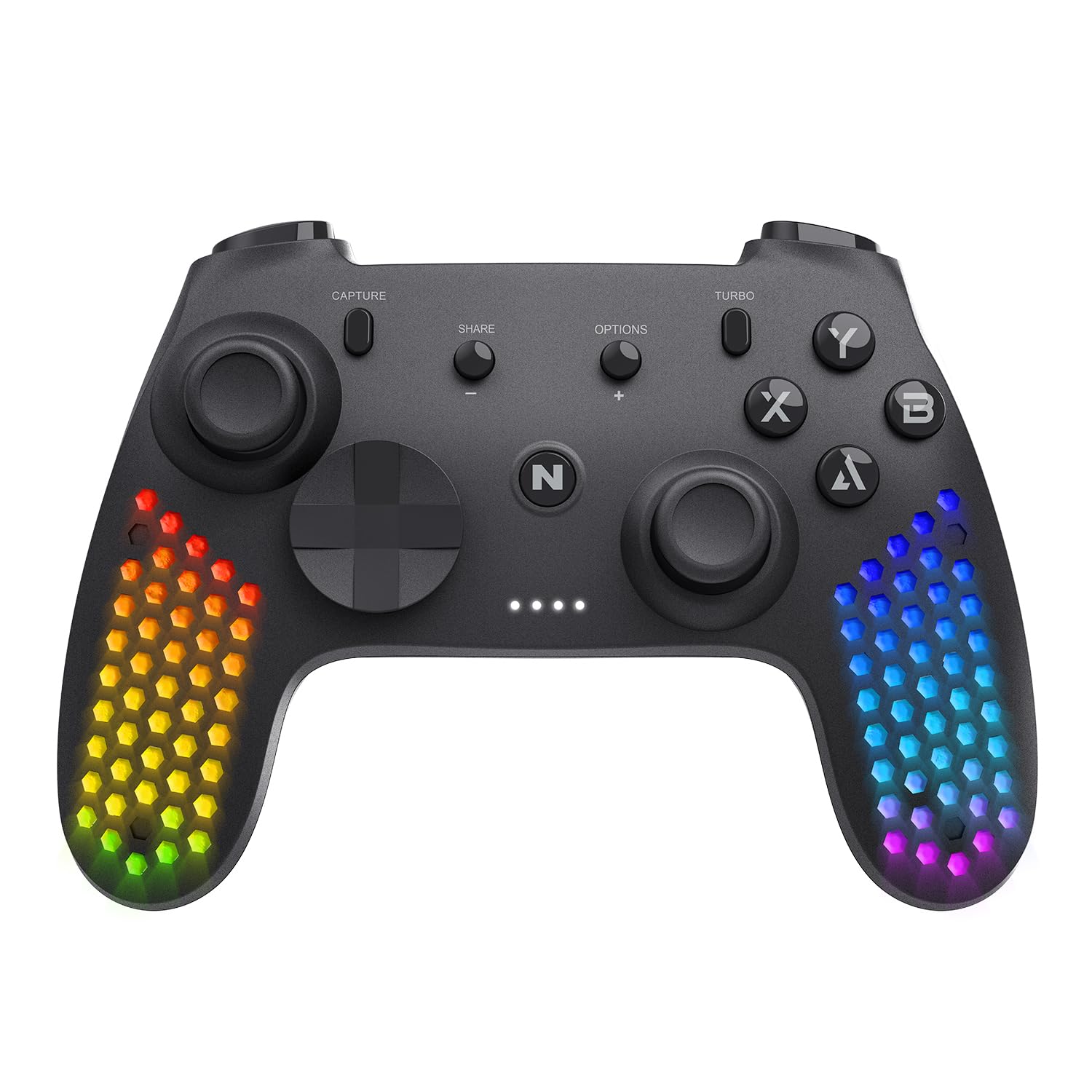 NITHO Wireless Controller for PC/Switch/Android/iOS 6-Axis Sensor RGB LED – Black