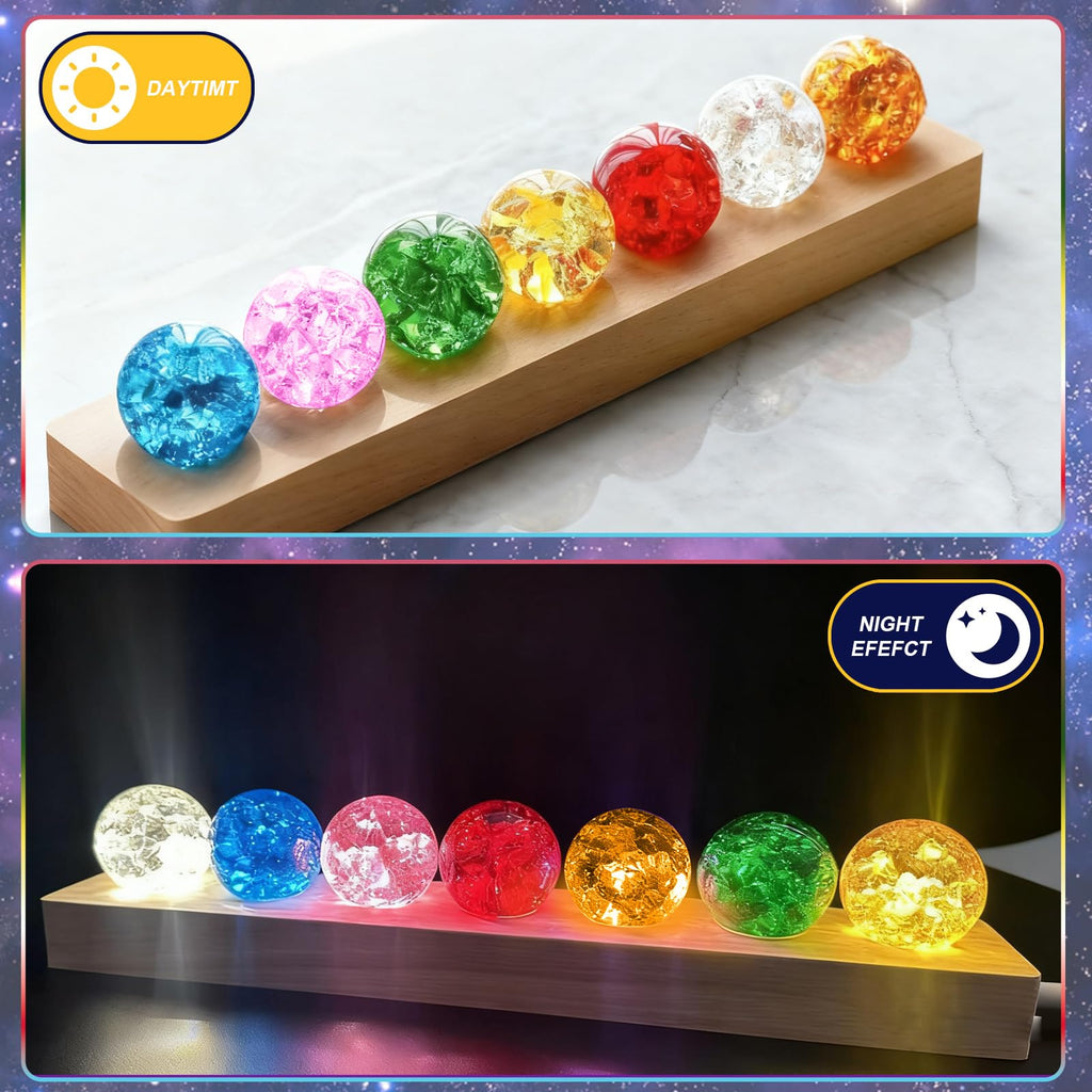 3D Crystal Ball Night Light with Wooden LED Base - 40mm