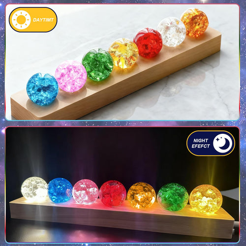 3D Crystal Ball Night Light with Wooden LED Base - 40mm