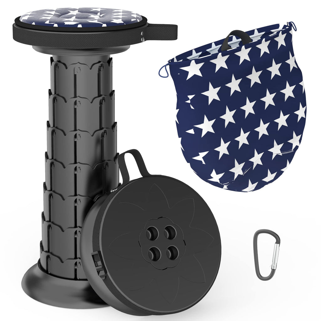 Portable Folding Chair with Cushion Telescopic Design – Black