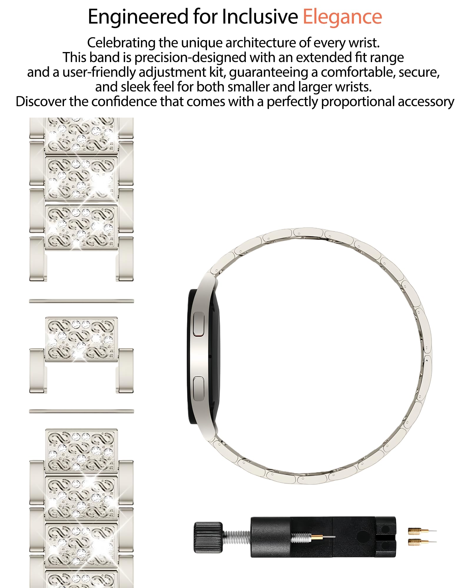 Luxury metal bracelet compatible with Samsung Galaxy watches – 20/22 mm