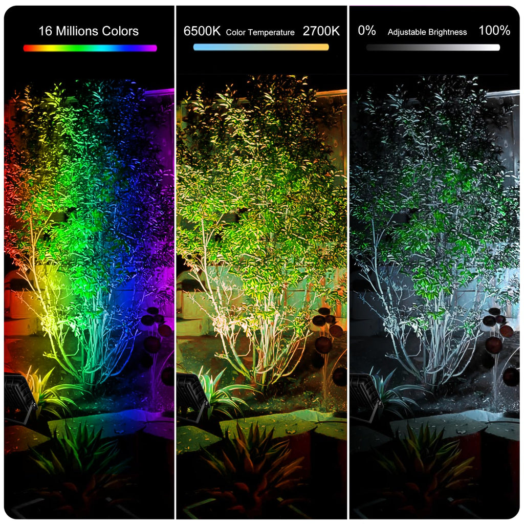 RGB LED Outdoor Floodlight 50W Smart App Control – IP66 Waterproof