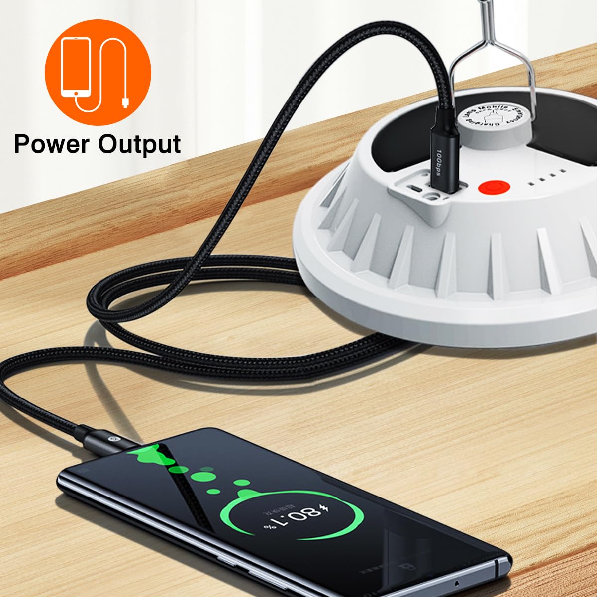 Solar Camping Lamp 2000LM Remote Control 5 Modes IPX7 Waterproof Rechargeable Tent Lamp – White