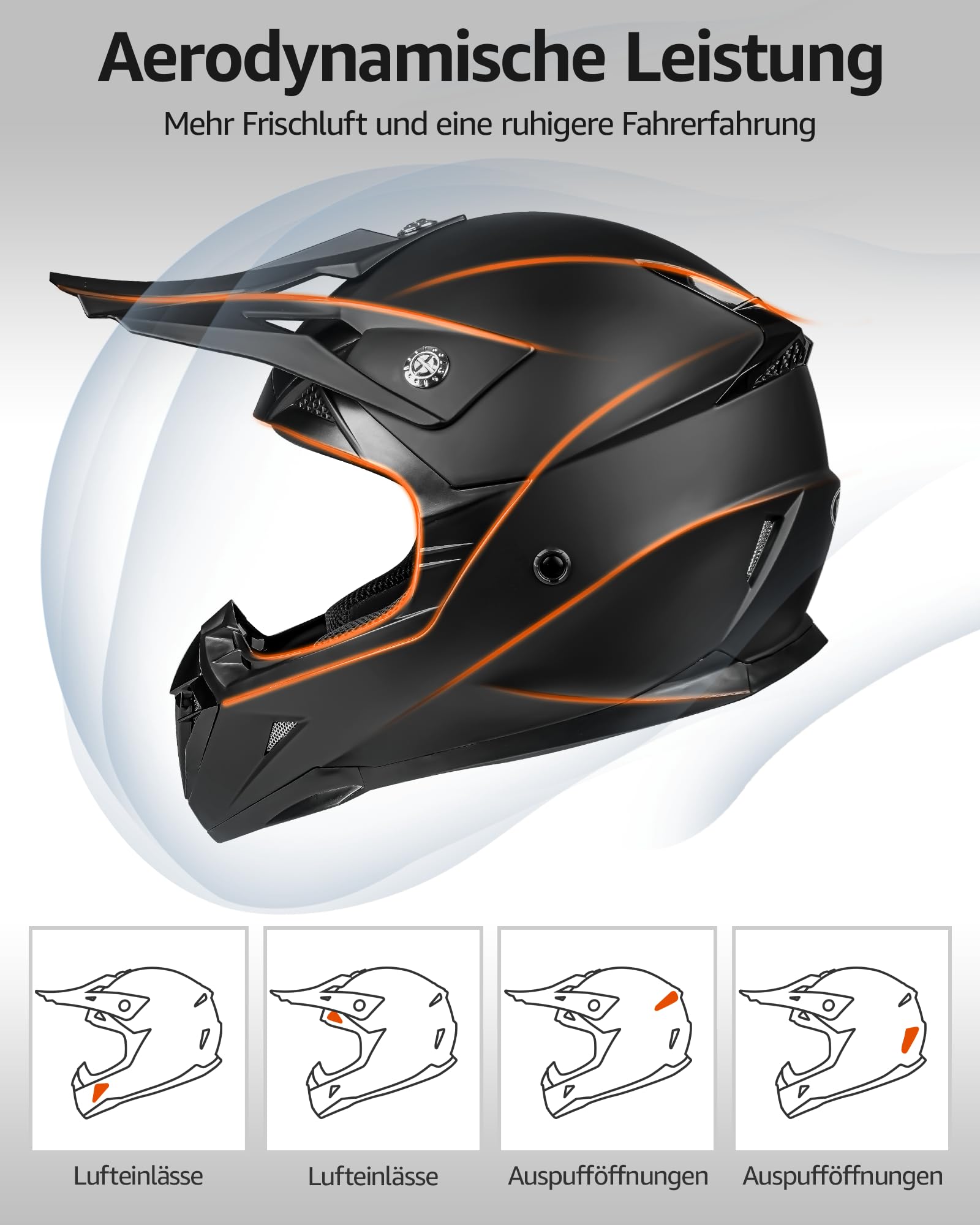 Kask Motocyklowy YEMA YM-915 Cross Enduro – Czarny Mat, Rozmiar XL