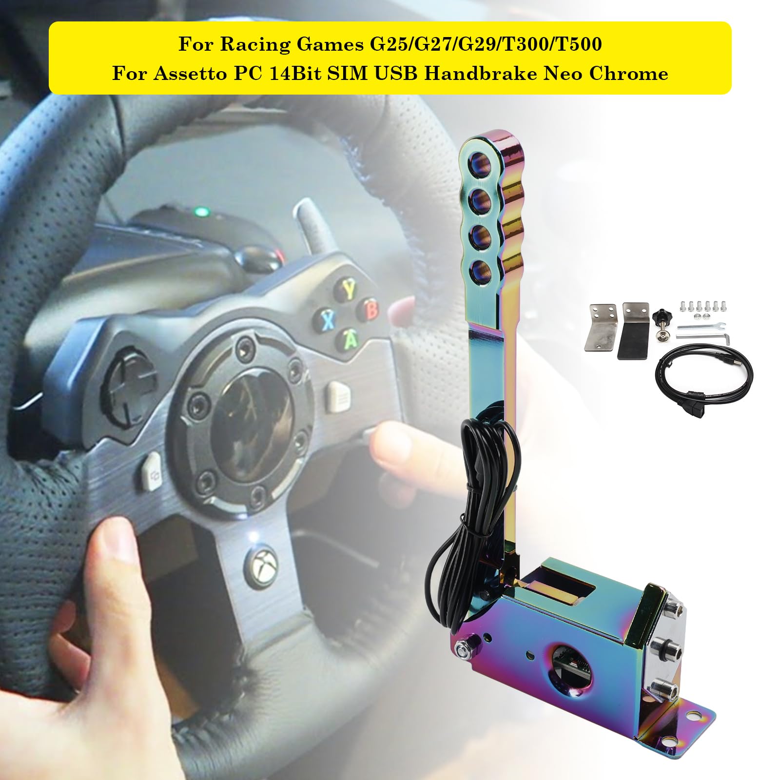 Hamulce ręczne USB do sim racing czujnik Hall kompatybilny z Logitech & Fanatec – Kolor
