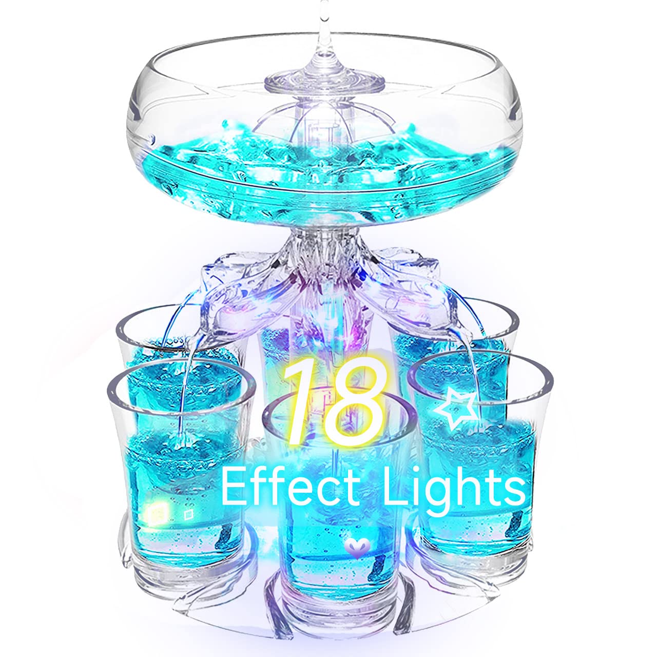LED Shot Dispenser with 6 x 40ml Shot Glasses