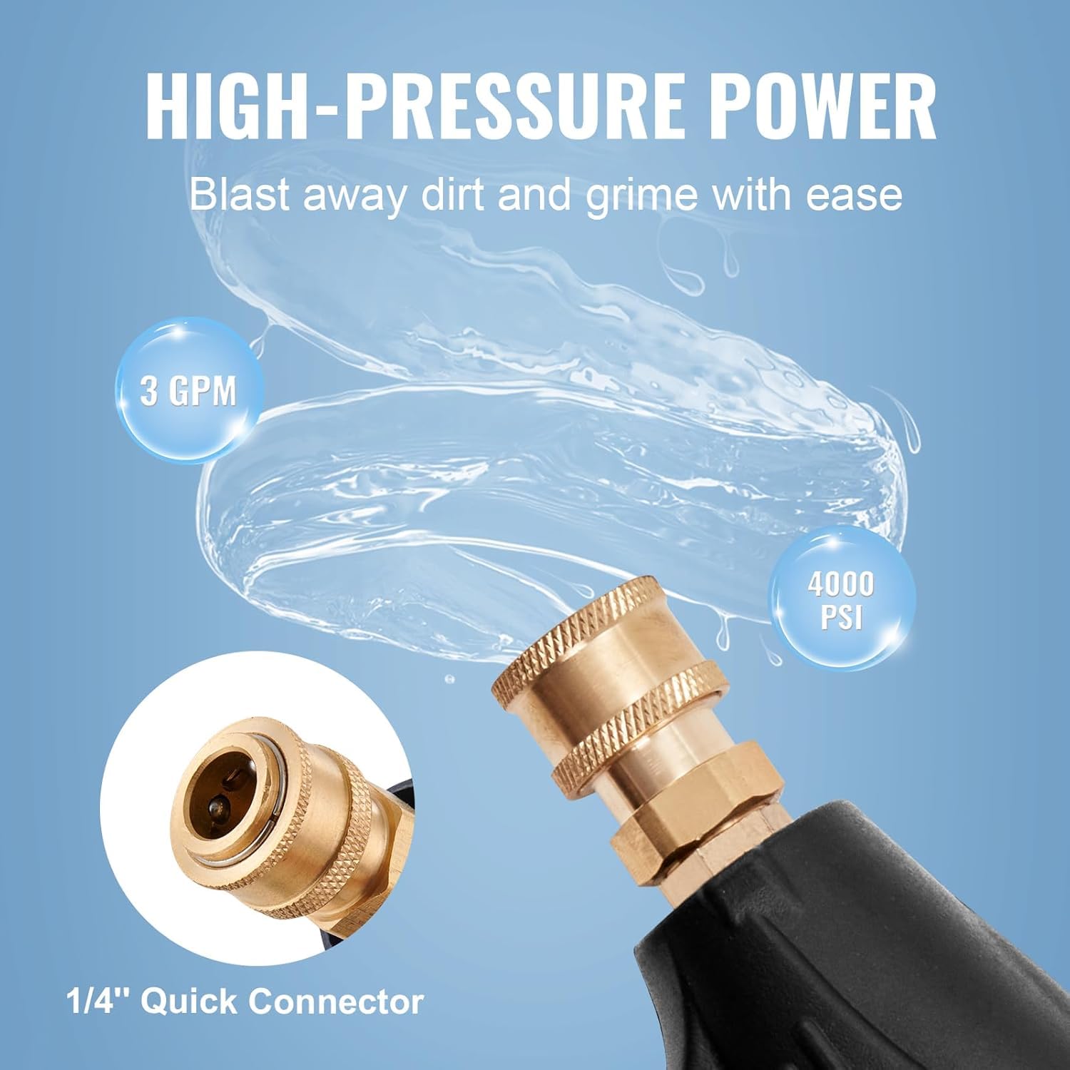 Pressure washer gun 360° rotating handle 5 nozzles, M22 and 6.35mm quick connector – M22/14mm/6.35mm