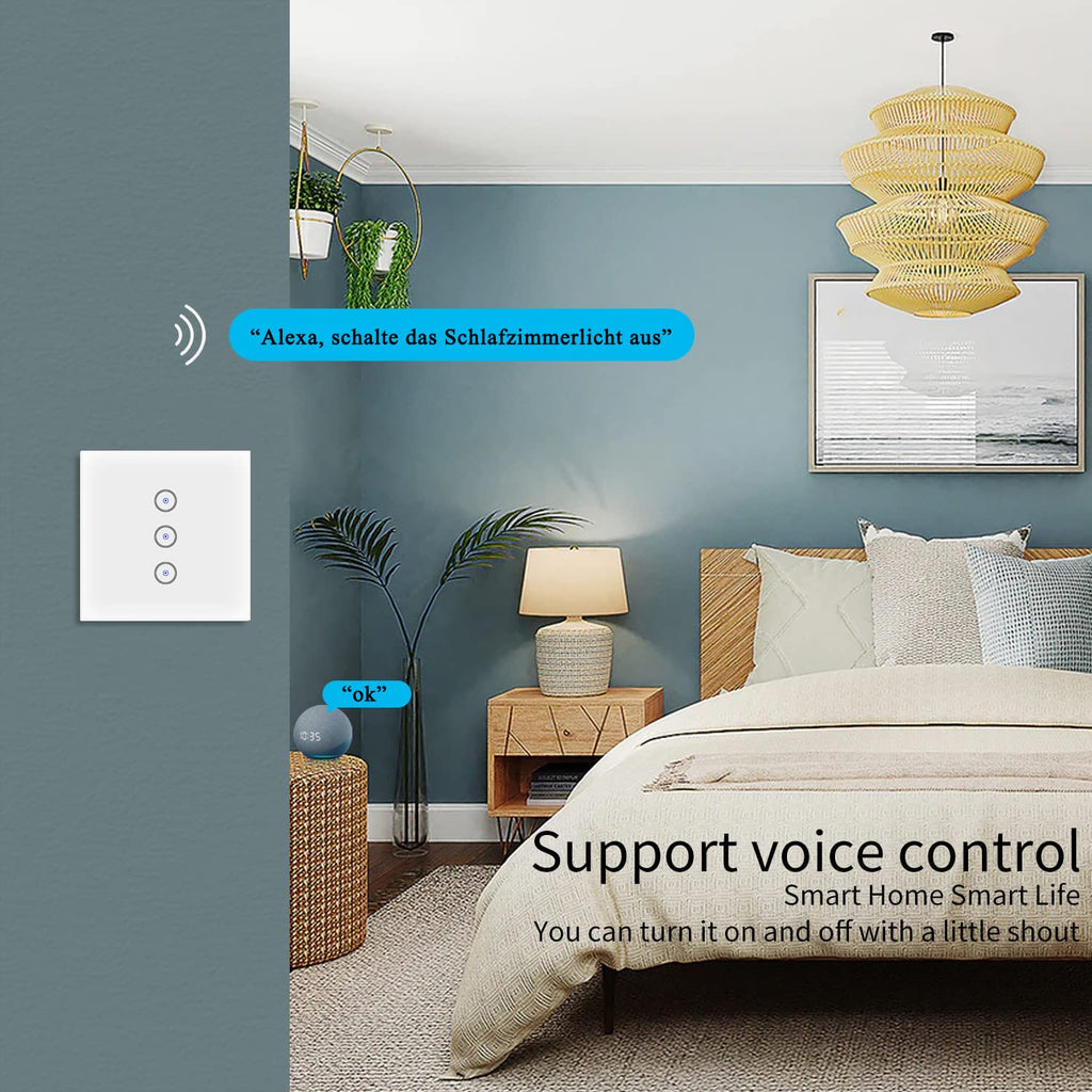 Smart Wi-Fi 3-Gang Switch - White 4 Pack