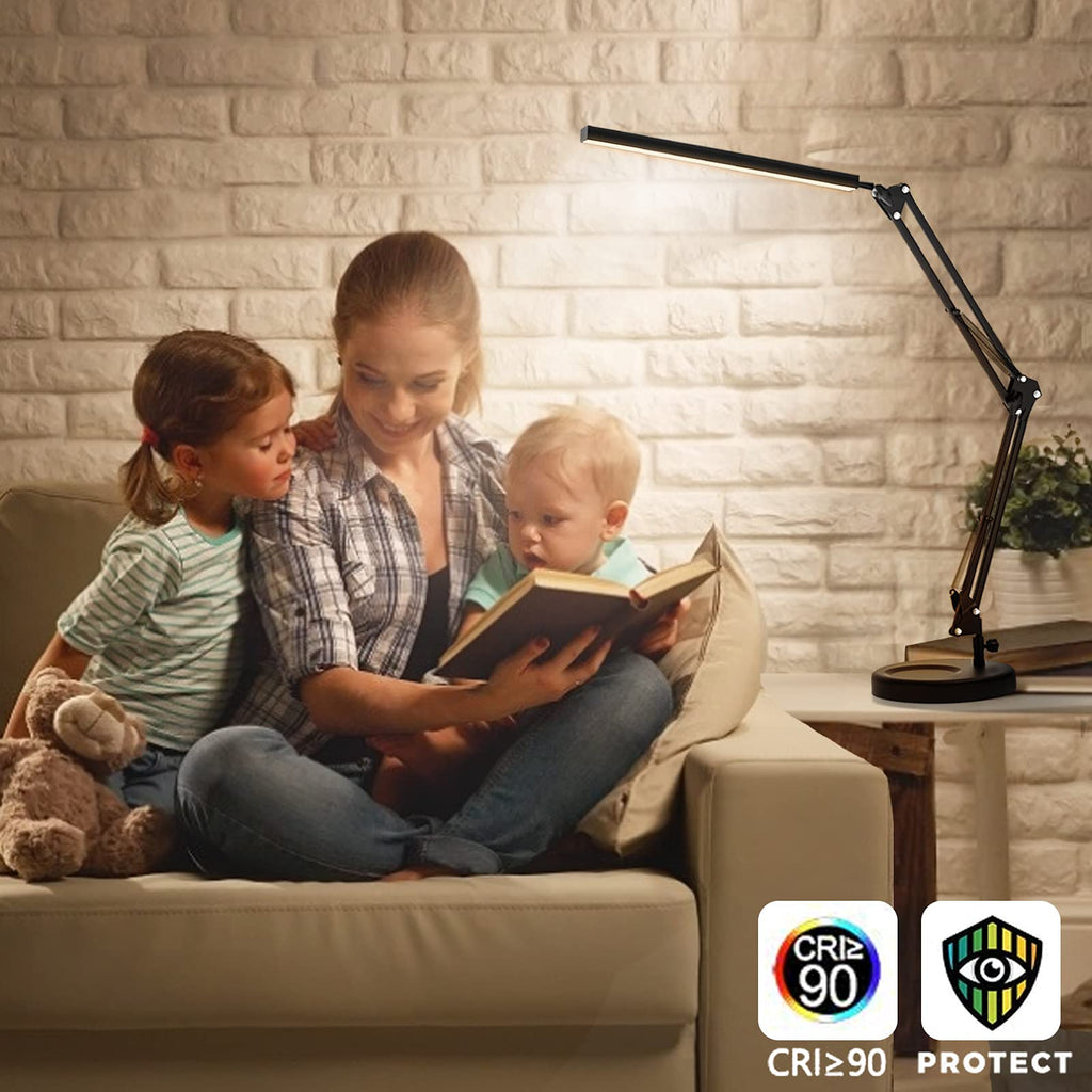 SKYLEO LED Desk Lamp with Clamp and Base – Black