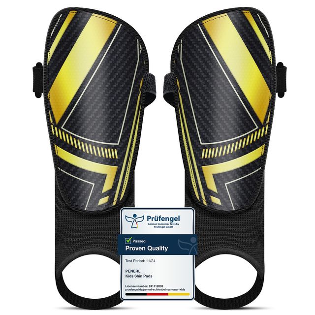 Children's Football Shin Guards with Ankle Protection – Breathable, Adjustable, Size M