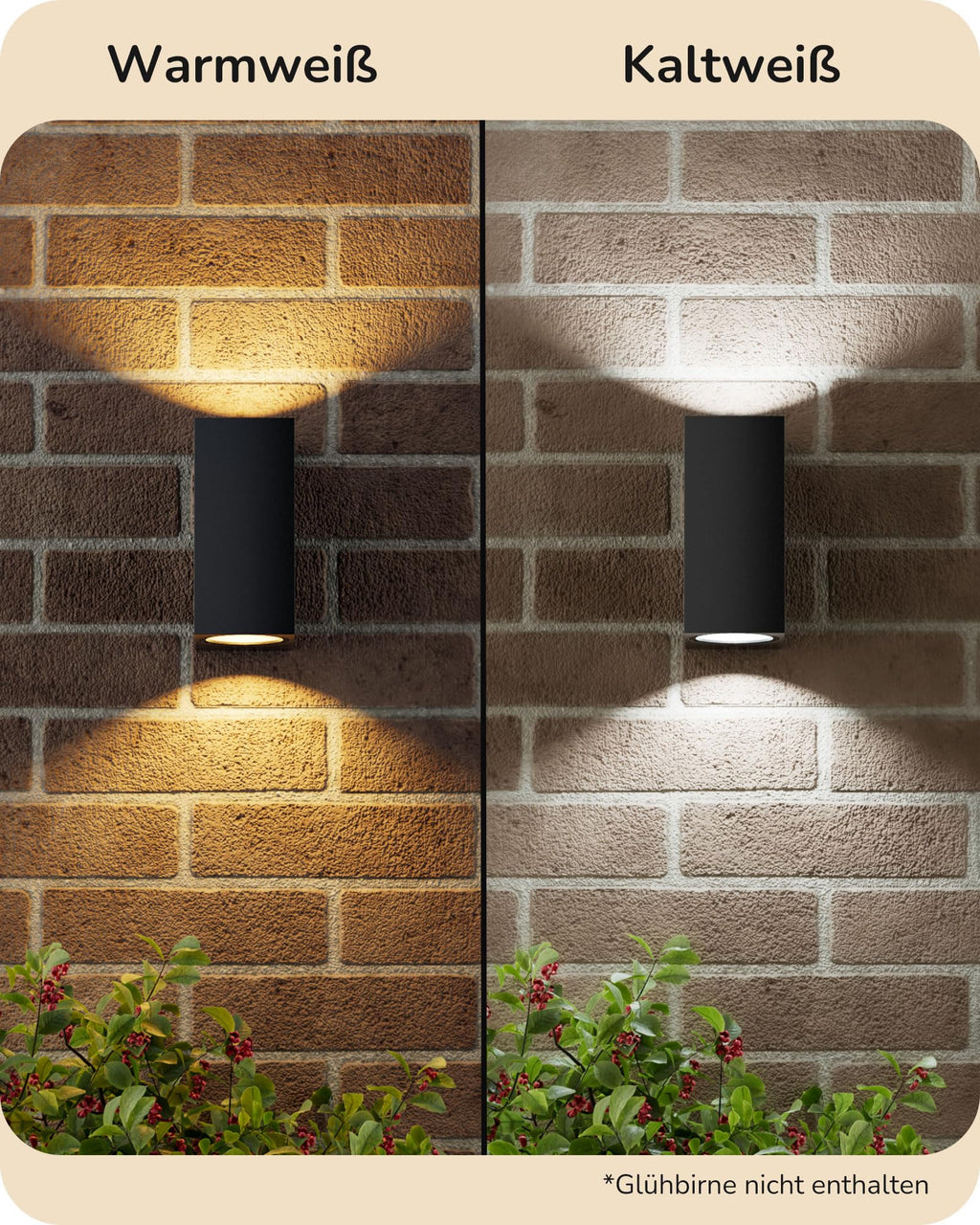EDISHINE 2 pcs. Wall Lamps Indoor/Outdoor IP44 Waterproof Up-Down Lighting – Black