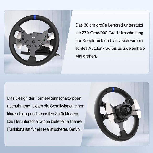 PXN V99 Gaming Steering Wheel with Pedals and Force Feedback – Black