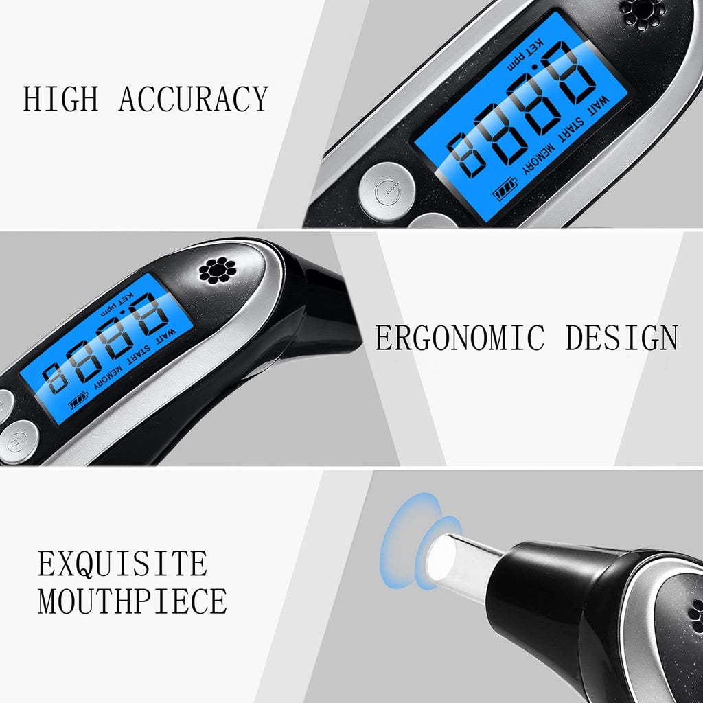 Digital Ketone Meter Portable Breath Tester Instant Results – 10 Mouthpieces