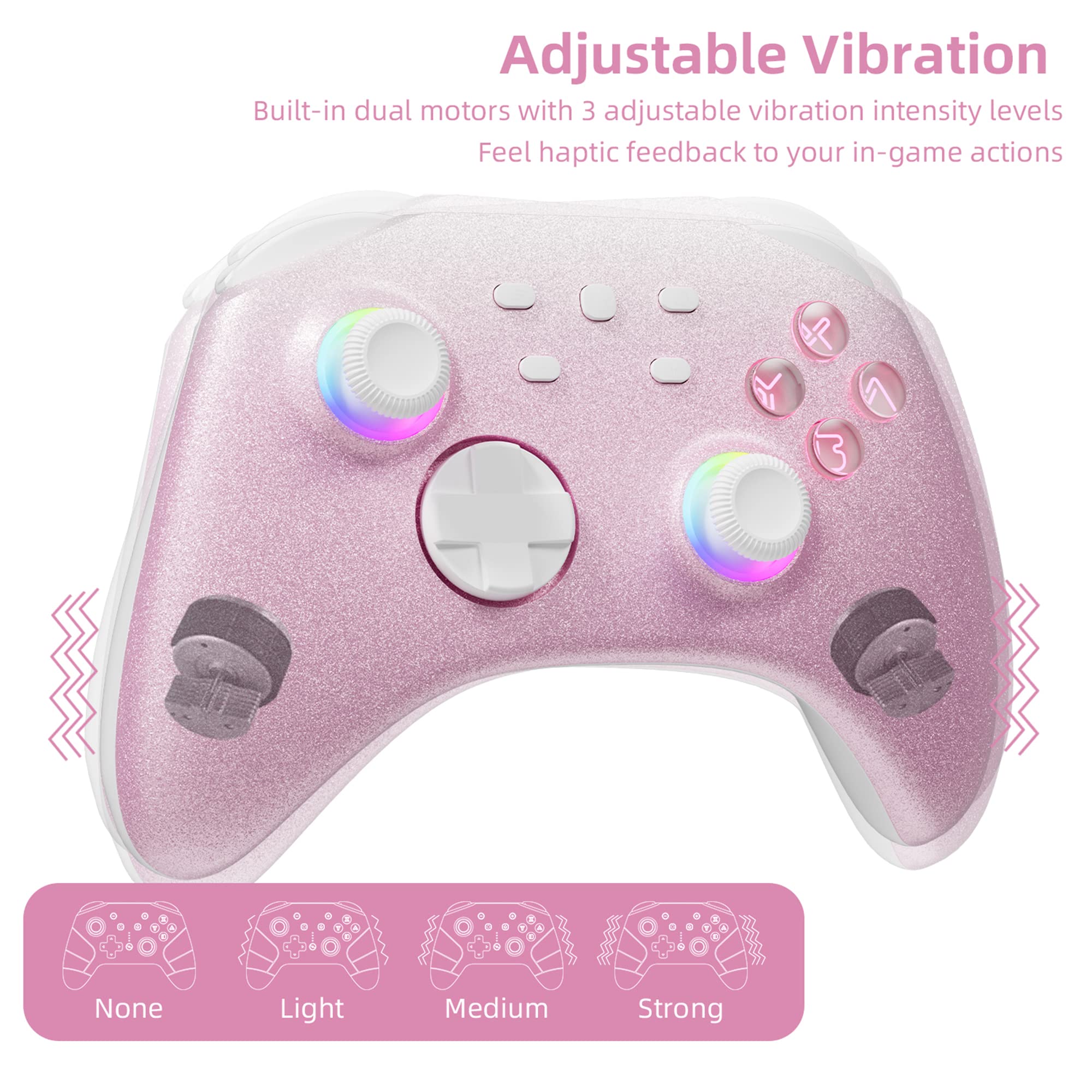 Pink Wireless LED Controller for Switch Multifunctional - Compatible with Switch/Lite/OLED