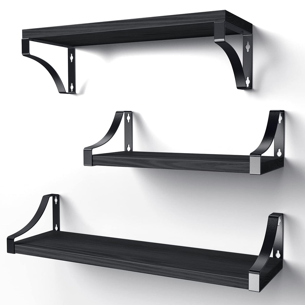 Floating Wall Shelves Set of 3 – Black