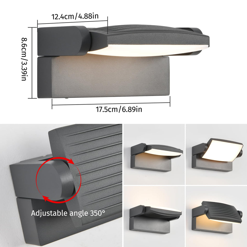 SANSHI 12W Waterproof Wall Lamp 3 Colors – Dark Grey