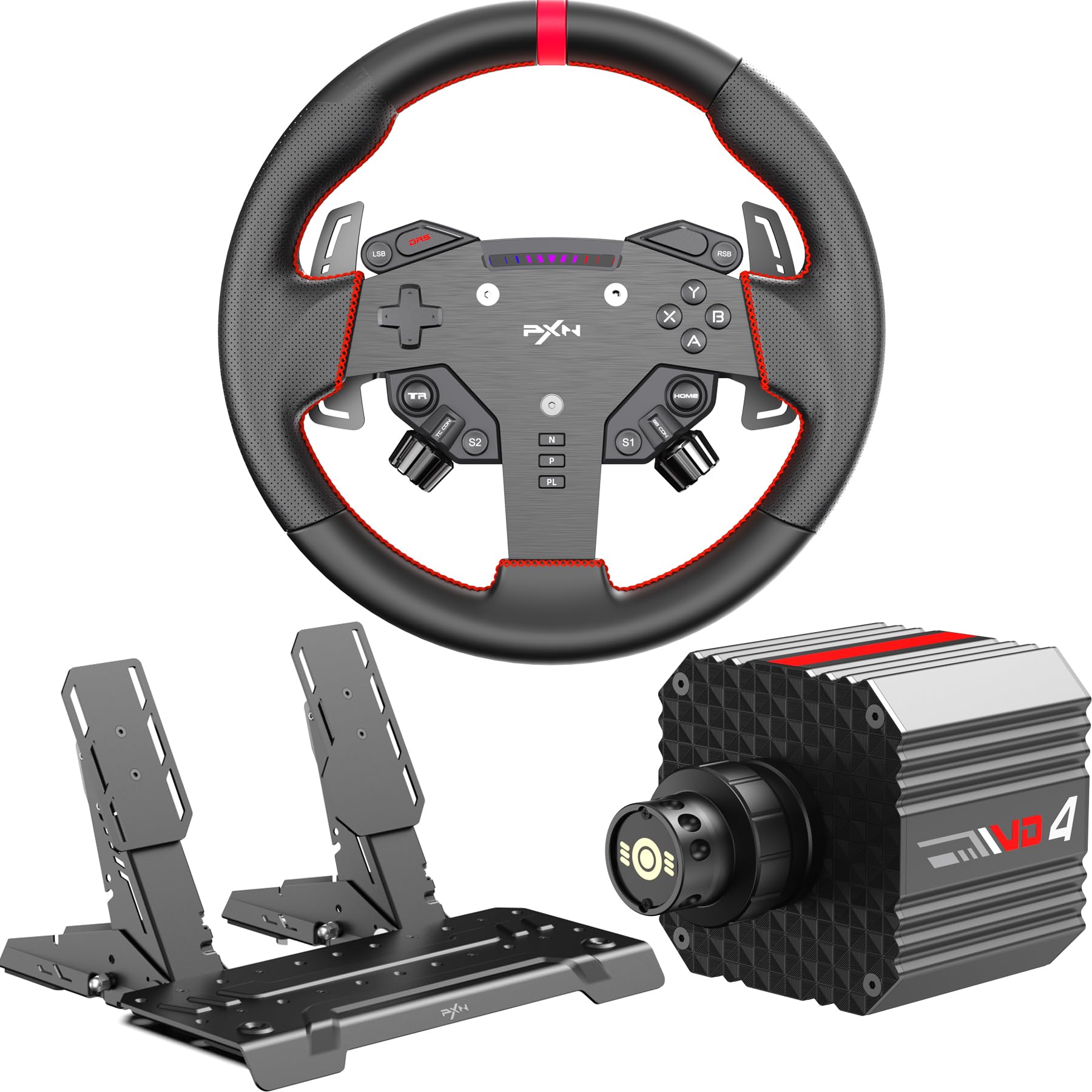 PXN-V10 Ultra Direct Drive Steering Wheel with Pedals – 3.2 Nm, Force Feedback, PC/PS4/Xbox