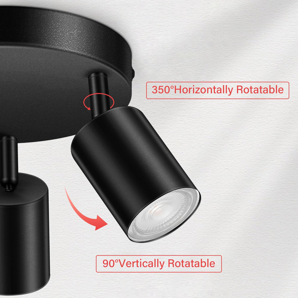 AUQUEE 3-bulb GU10 Black LED Ceiling Spotlight – Kitchen and Living Room