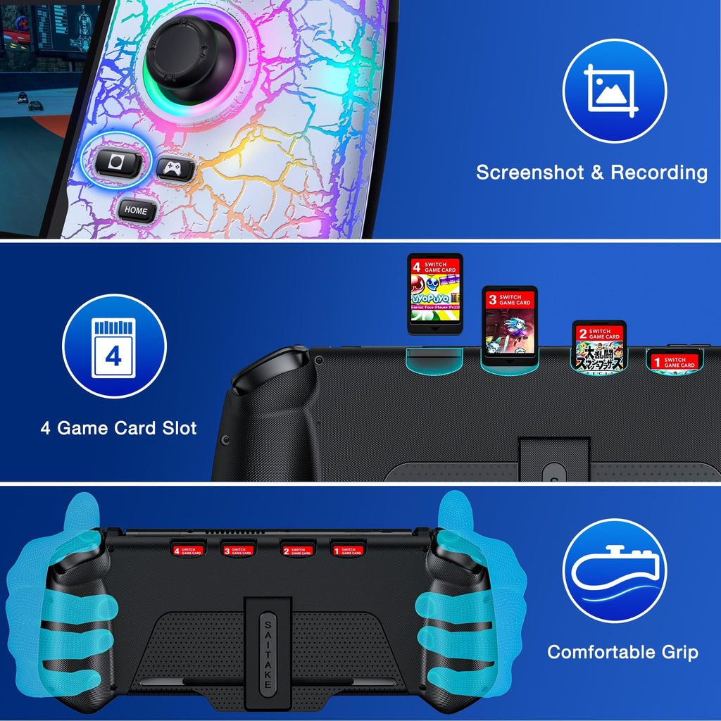 JC300 Kontroler do Nintendo Switch z Hall Effect – RGB, 4 Sloty na Gry, Plug&Play Biały