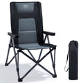 TIMBER RIDGE Folding Camping Chair – 260kg, 4 Positions, Armrests, Black