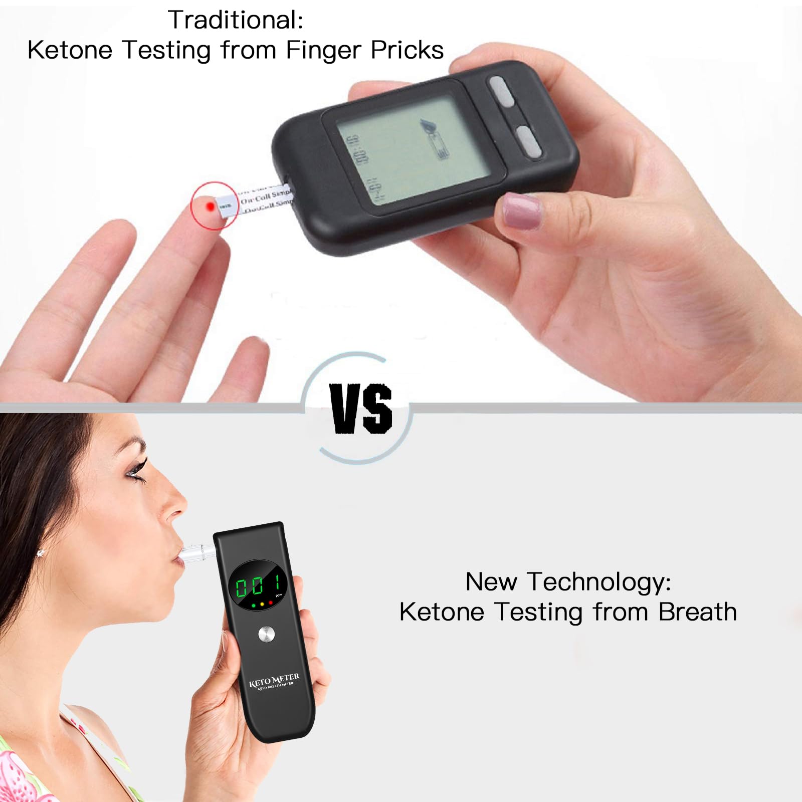 Ketone Testing Device Professional Ketosis Meter with 10 Replaceable Mouthpieces