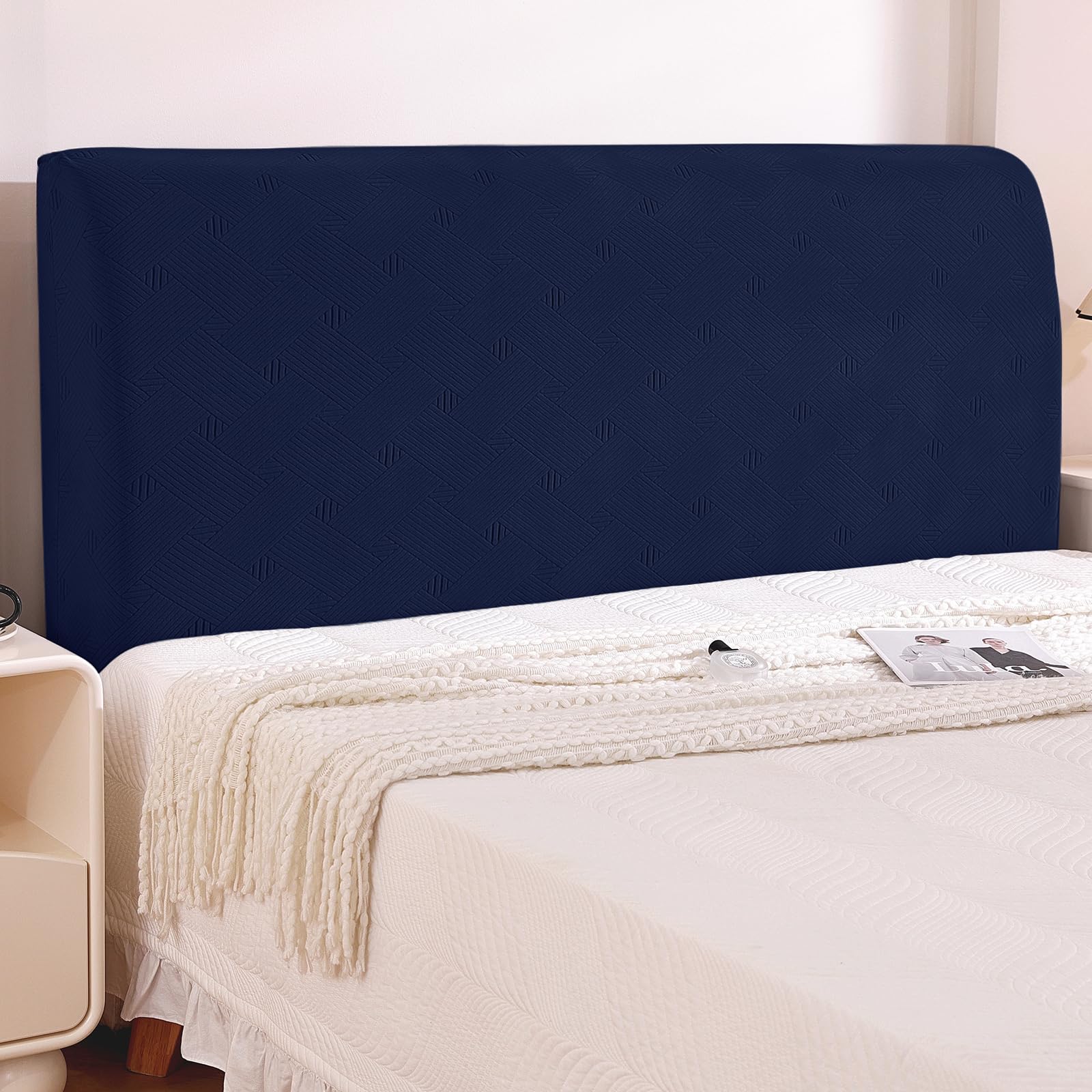 Bed Headboard Cover 120cm – Elastic, Dust Protection, Sample, Dark Blue