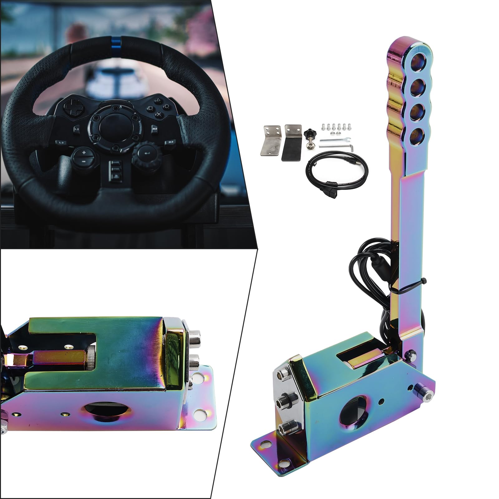 Hamulce ręczne USB do sim racing czujnik Hall kompatybilny z Logitech & Fanatec – Kolor