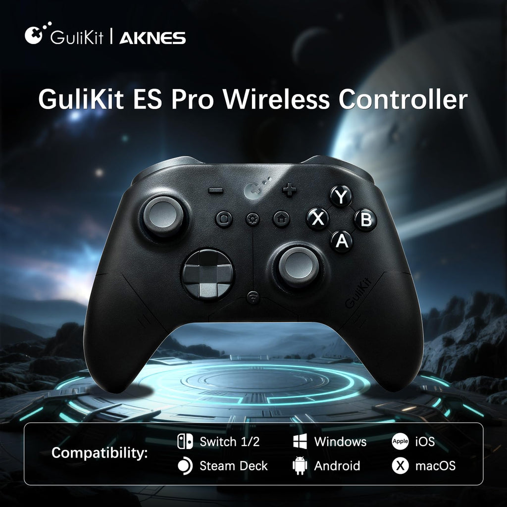 GuliKit ES PRO bezprzewodowy kontroler do gier o niskiej latencji dla Switch/PC - Czarny