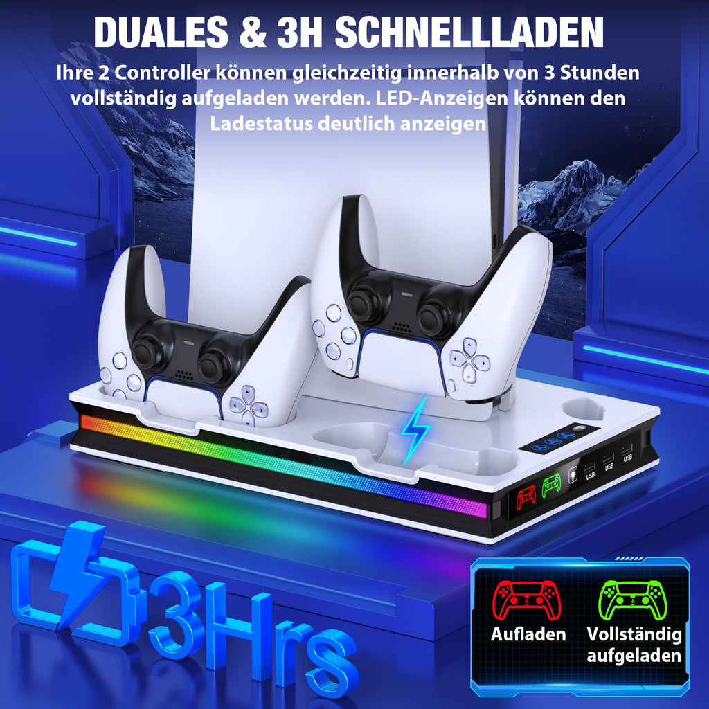PS5 Stand with LED Backlight and 3-Speed Fan - Vertical Stand for PS5 Slim/Pro (Copy) (Copy)