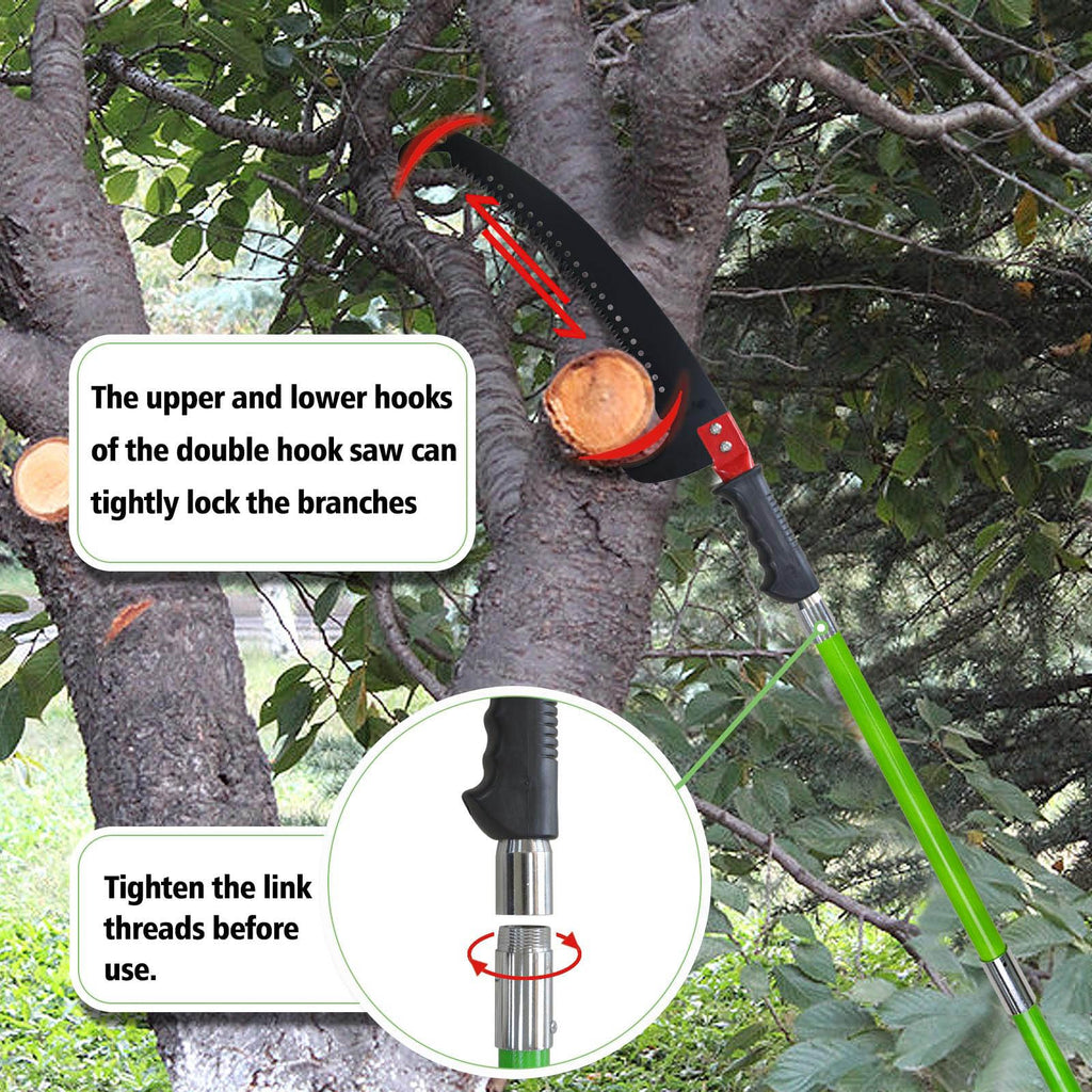 SurmountWay 8m Extendable Pole Saw – Adjustable Length, Garden Set, Bag Included